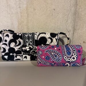 Vera Bradley Pink Paisley Wallet with Black & White Quilted Shoulder Bag